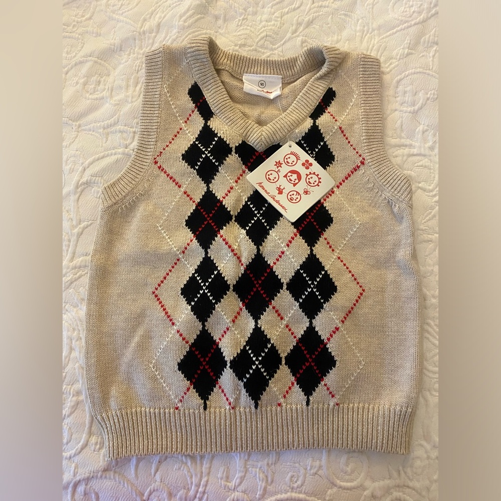 Beige argyle vest for boys